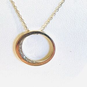 Diamond & Sterling Silver Crescent Moon Pendant Necklace - 18”